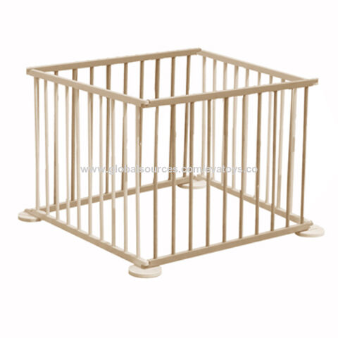 Folding Safety Wooden Square Playpen For Baby, Nz Pine, 4-piece