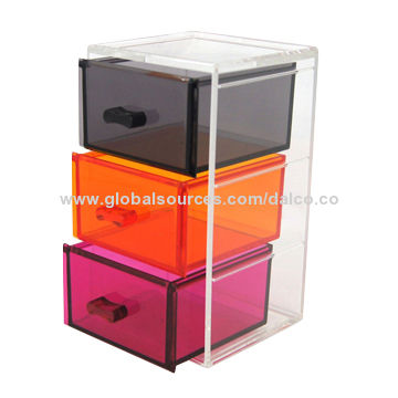 Organizador de gavetas empilhável de plástico acrílico para artigos de papelaria, cosméticos, joias, brincos com 3 gavetas for sale at factory direct price
