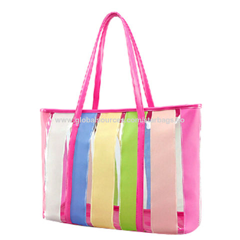 Coloured Flower Fashion PVC Beach Handbag Sets 7