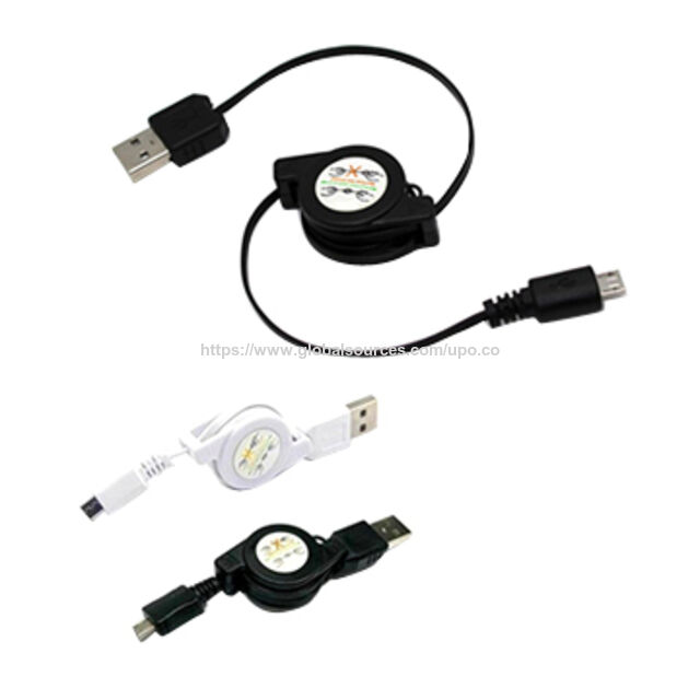 Cable USB 2.0 AM a Micro USB Retráctil para Transferencia de Datos/Alimentación con Cubierta de PVC, Longitud Personalizable