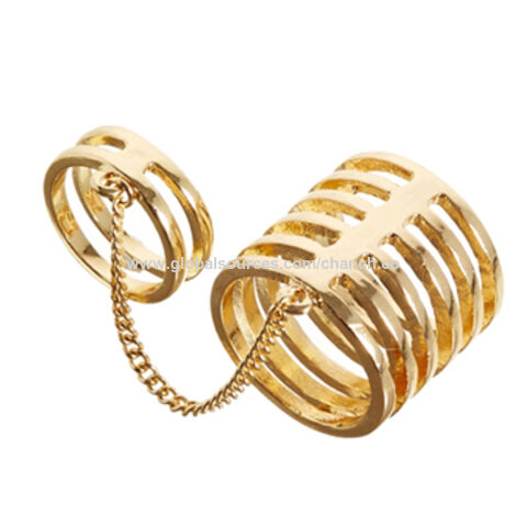Anillo de Aleación de Metal de Moda con Chapado en Oro, Se Aceptan Diseños Personalizados