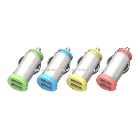 Cargador de coche de doble puerto MFI, entrada 12-18V DC, hecho para iPad/iPod/iPhone, varios colores están disponibles
