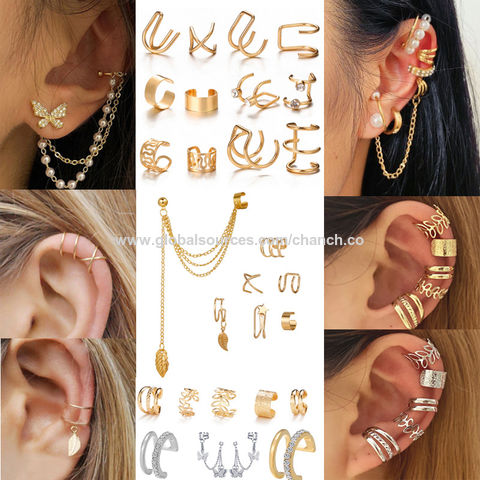 6PC Gold Cuff Earrings for Women No Piercing Fake Helix Cartilage Cuffs  Non-Piercing Gold Ear Cuff Earrings for Men : : Fashion