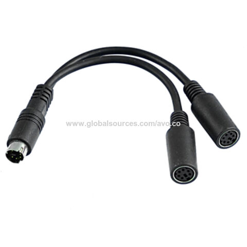 Ensamblaje de Cable Mini DIN OEM, Extensión Serial de 6 pines Macho a 2 x 6 pines Hembra for sale at factory direct price