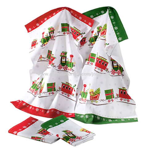 FANCY 4PCS Cotton Christmas Hand Towels Premium Dish Towels