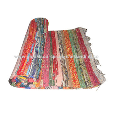 Handmade Yoga Mat, Made Of Old Recycled Cotton Sari Cloth And Used
