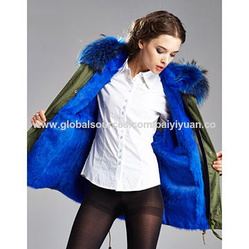 blue fur lined coat