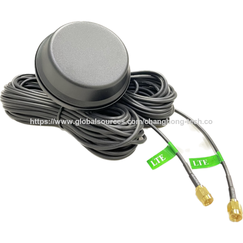 Antenne LTE 2 en 1 à Montage par Vis sur Toit 1-4 dBi avec Câble RG174 et Connecteur SMA