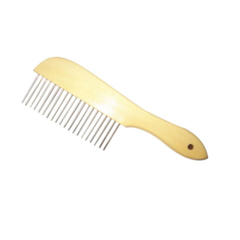 Peine Metálico Barato para Aseo de Perros, Peine para Mascotas con Mango de Madera para Perros y Gatos for sale at factory direct price