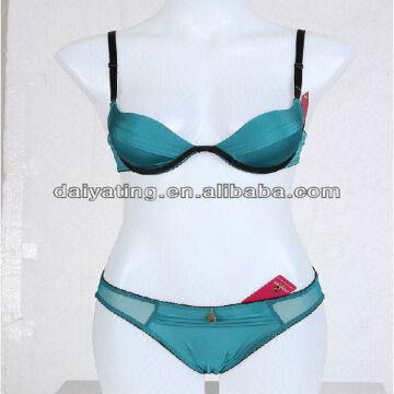 Underwear Set for Ladies' Satin Bra with Lace Bikini - China Underwear and Bra  Set price