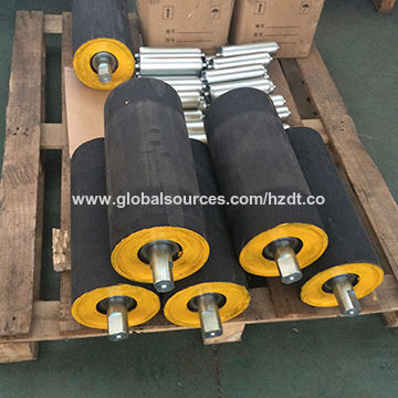 Rubber coated belt conveyor tail pulley | Global Sources