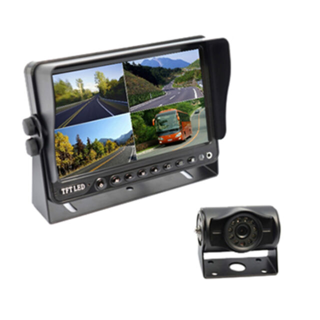 Sistema de Câmera de Ré para Carro, Monitor Quad Screen de 7" para Ônibus/Caminhão + Câmera de Ré/Lateral