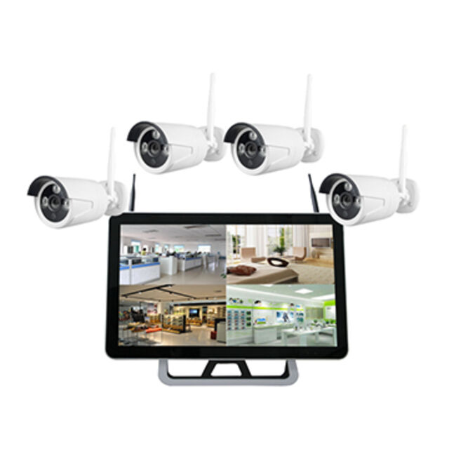 Nuevo diseño Kit NVR WiFi inalámbrico de 4 canales 960P con pantalla LCD de 10 pulgadas for sale at factory direct price