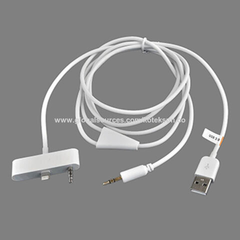 Kabel AUX 3.5mm Lightning USB untuk pengisian daya dan audio BMW warna putih 1.2 meter for sale at factory direct price