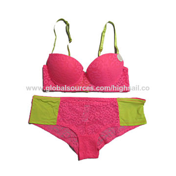 Buy Wholesale China Neon Color Full Lace Bra Set & Neon Color Full Lace Bra  Set
