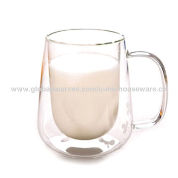 Buy Wholesale China Glass Cup With Handle, Double Walled Keeps ...