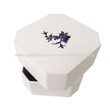 Boîte de rangement en carton rigide avec couvercle renforcé en métal - Blanc - Panier rangement