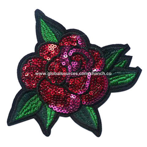 Buy Wholesale China Elegant Floral Rose Sequin Embroidered Patches