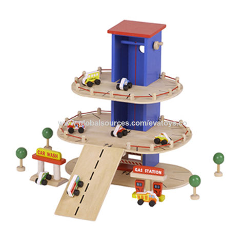 Wooden Toy Car Garage, Car Parking Garage Toy for Toddlers