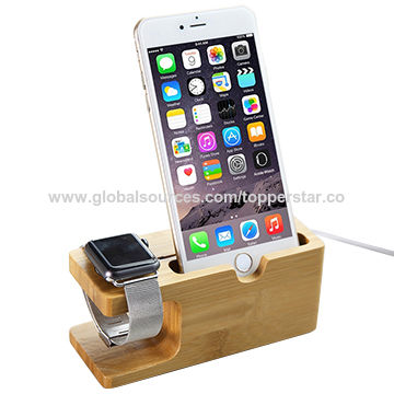 Base de Carga de Madera de Bambú para iPhone y Apple Watch - Soporte Dock for sale at factory direct price