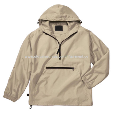 Men's Windbreaker Jacket in Khaki, 100% Waterproof Nylon/Front 