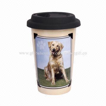 Double Wall Ceramic Coffee Mug With Lid And Food Grade Silicone Sip China Double Wall Ceramic Coffee Mug With Lid And Food Grade Silicone Sip Top