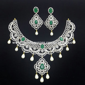 diamond set with green stone