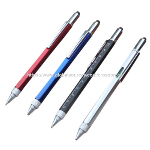 Stylo intelligent 5 en 1 avec stylet/tournevis/échelle/niveau/stylo à bille - Outil multifonctionnel pour professionnels