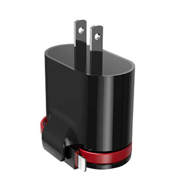 Cargador de pared para móvil con 2 puertos USB y cable para iPhone, negro/blanco for sale at factory direct price