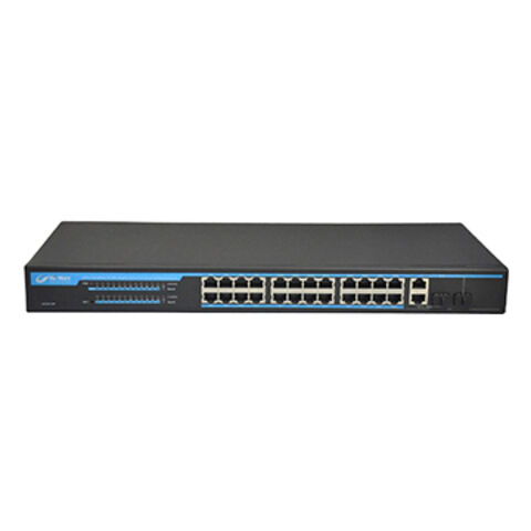 Switch PoE de 24 puertos con 2 puertos de enlace ascendente Combo Gigabit, Ethernet Web-Smart para cámaras IP for sale at factory direct price