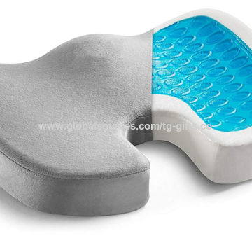 Coussin d'assise à mémoire de forme avec gel et revêtement antidérapant