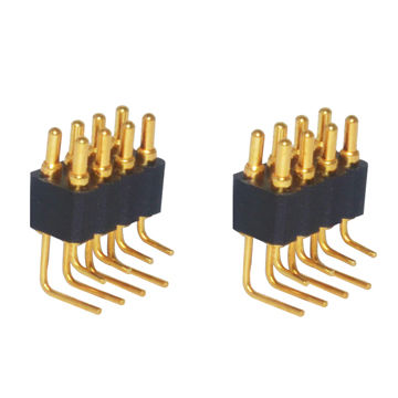 8-pin double row right angle pogo pin connector, 8pin right angle ...