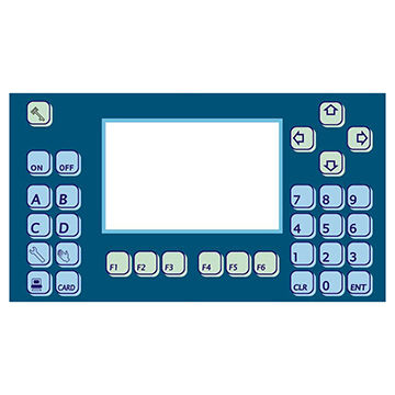 Membrane graphic overlay control panel with LED window and embossed ...