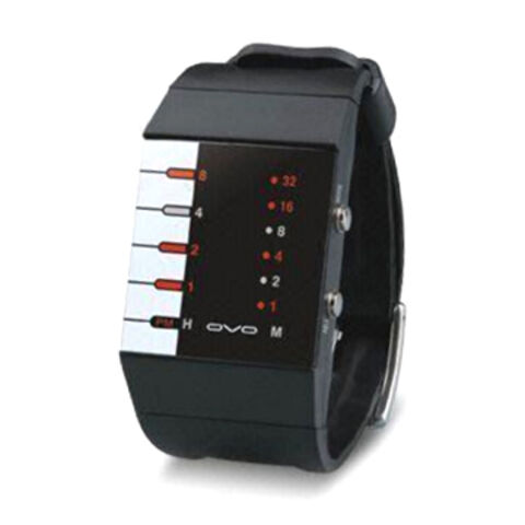 Reloj de Pulsera Novedoso con Amuleto Rojo y Visualización Binaria de la Hora - Ideal para Regalos Empresariales
