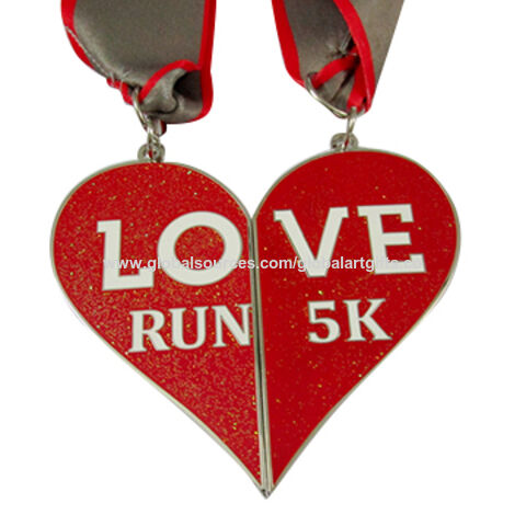 Combined Medal Valentine Run Medal Heart Shaped Medal For Love Run