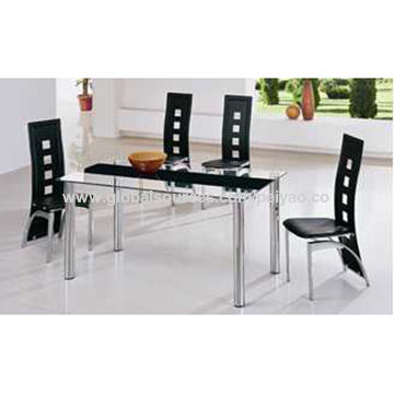 China Modern Glass Dining Table Set, Glass And Stainless Dining Table For 6