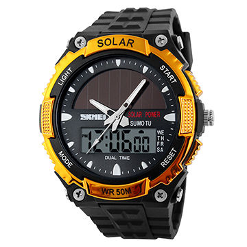 Reloj solar Reloj de cuarzo deportivo de tiempo dual Relojes de hombre  Reloj de pulsera digital con LED para hombre Reloj solar para hombres Reloj