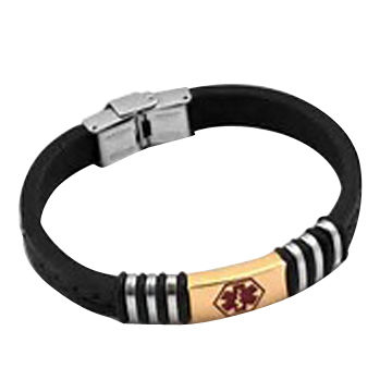 Medical alert silicone wristband with metal clasp for sale at factory direct price