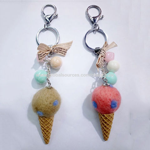 DIY Felt Ball Ice Cream Cone Keychains - A Kailo Chic Life