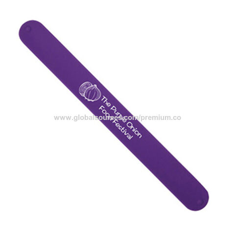 Bracelet à claque en silicone avec logo personnalisé, Bande à claque en silicone avec règle, Divers coloris disponibles