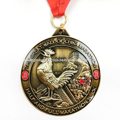 Round Acrylic 'Half Marathon' Medal with Coloured Ribbon Running Award 