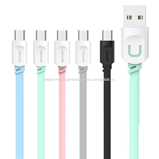 كابل شحن Micro USB مسطح من مادة TPE الملونة للهواتف المحمولة Samsung/Huawei/Oppo/Vivo
