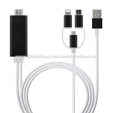 tablet para TV 1080 P Negro 3 en 1 iPhone/Micro Usb/tipo C a HDMI Cable móvil
