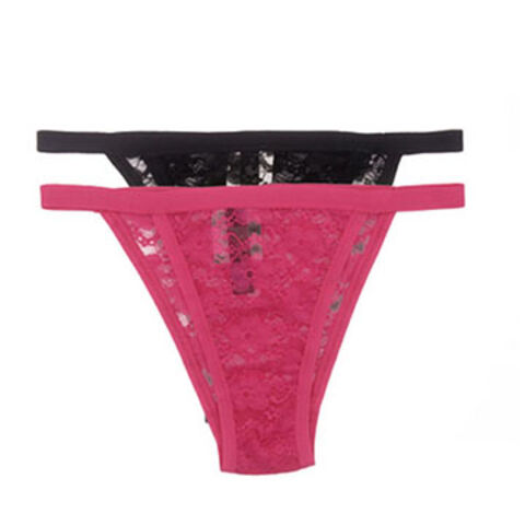 Women Low Rise Floral Lace G-string Underpants Sheer Bandage T