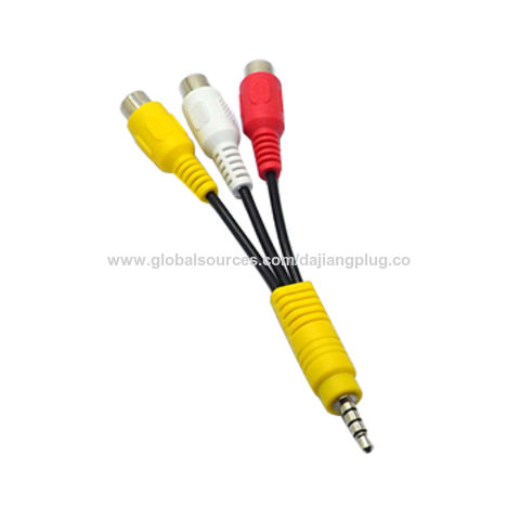 Customized Audio To 3 Rca Av Cable 3 5mm 4 Poles Male Plug To 3rca