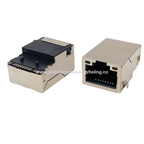 Conector RJ45 doble ángulo recto hembra blindado sin LED