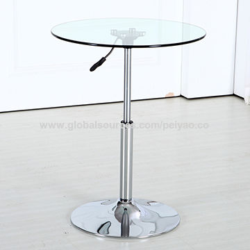 High Quality Glass Bar Table With Round, Round Glass Bar Height Dining Table
