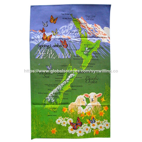 مناشف مطبوعة من القطن بخريطة نيوزيلندا - منسوجات منزلية للبيوت بالجملة for sale at factory direct price