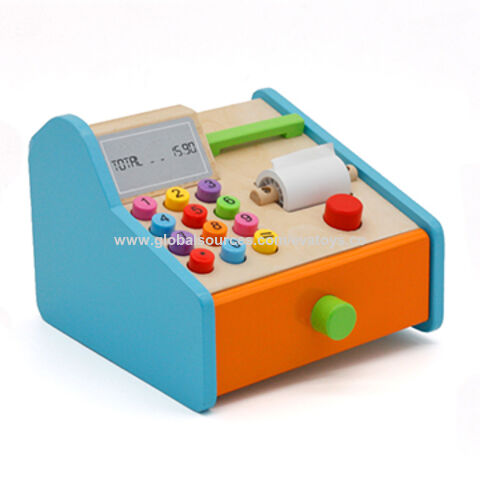 Wooden Cash Register Set Grocery Role Play Educational Pretend Toy for Kids 
