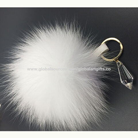 Buy Wholesale China Luxury Bag Charm Big Puff Fluffy Ball Plush White  Keychain With Real Fur Custom Key Tags Engraved & Custom Plush Keychains  Key Rings at USD 0.6
